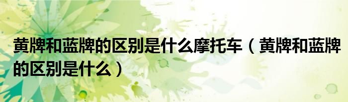 黄牌和蓝牌的区别是什么摩托车（黄牌和蓝牌的区别是什么）