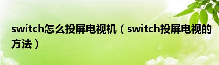 switch怎么投屏电视机（switch投屏电视的方法）