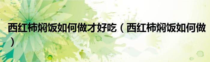 西红柿焖饭如何做才好吃（西红柿焖饭如何做）