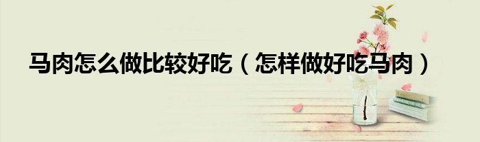马肉怎么做比较好吃（怎样做好吃马肉）
