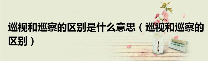 巡视和巡察的区别是什么意思（巡视和巡察的区别）