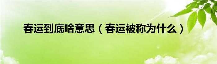 春运到底啥意思（春运被称为什么）
