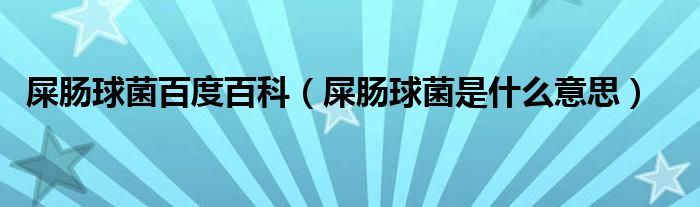 屎肠球菌百度百科（屎肠球菌是什么意思）