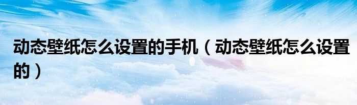动态壁纸怎么设置的手机（动态壁纸怎么设置的）