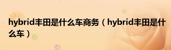 hybrid丰田是什么车商务（hybrid丰田是什么车）