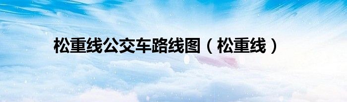 松重线公交车路线图（松重线）