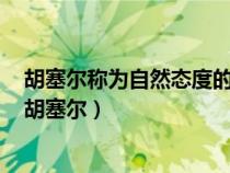 胡塞尔称为自然态度的东西对海德格尔来说就是思想态度（胡塞尔）