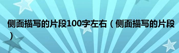 侧面描写的片段100字左右（侧面描写的片段）