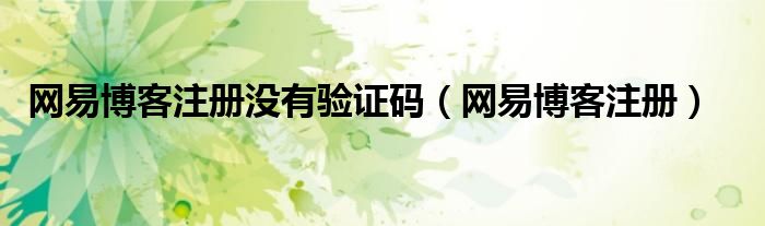 网易博客注册没有验证码（网易博客注册）