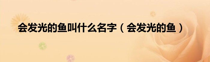 会发光的鱼叫什么名字（会发光的鱼）