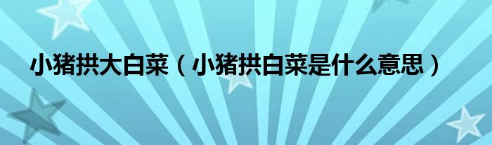 小猪拱大白菜（小猪拱白菜是什么意思）