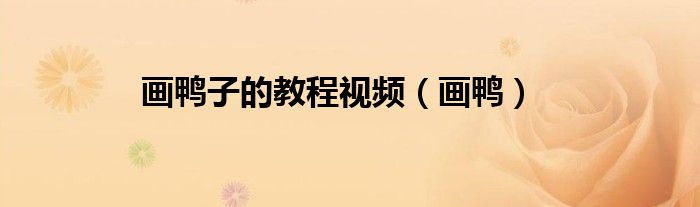 画鸭子的教程视频（画鸭）