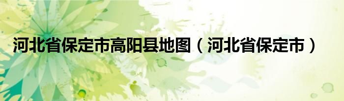 河北省保定市高阳县地图（河北省保定市）