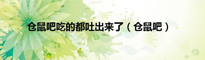 仓鼠吧吃的都吐出来了（仓鼠吧）