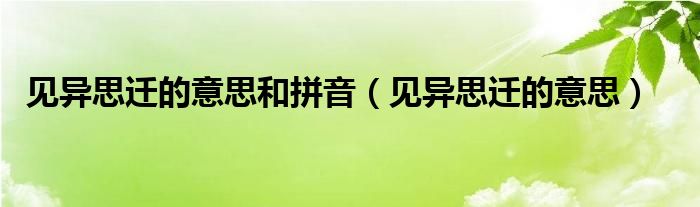 见异思迁的意思和拼音（见异思迁的意思）