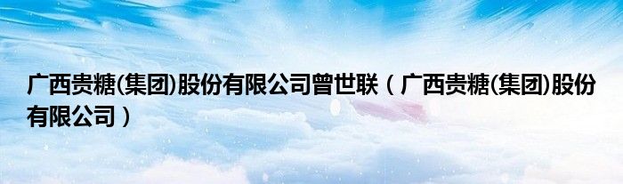 广西贵糖(集团)股份有限公司曾世联（广西贵糖(集团)股份有限公司）