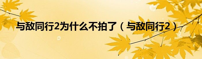 与敌同行2为什么不拍了（与敌同行2）