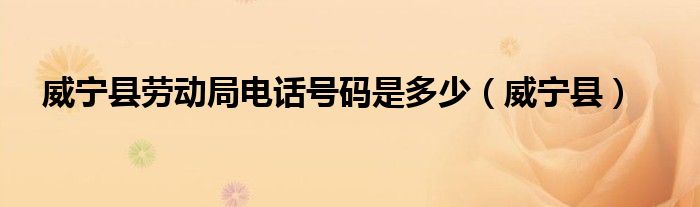 威宁县劳动局电话号码是多少（威宁县）