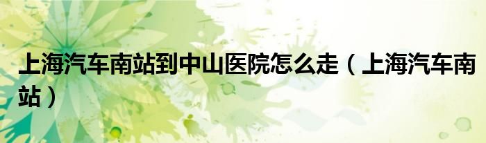 上海汽车南站到中山医院怎么走（上海汽车南站）