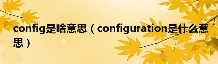 config是啥意思（configuration是什么意思）