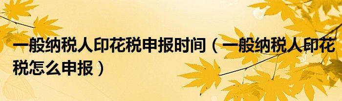 一般纳税人印花税申报时间（一般纳税人印花税怎么申报）