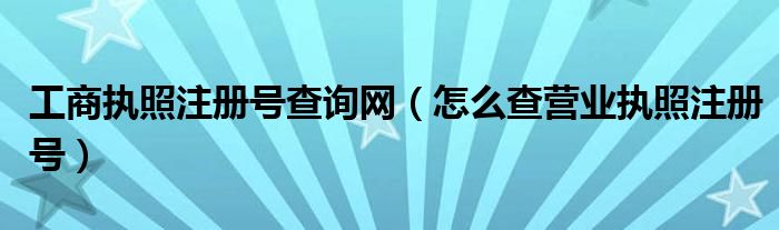 工商执照注册号查询网（怎么查营业执照注册号）