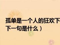 孤单是一个人的狂欢下一句是什么呢（孤单是一个人的狂欢下一句是什么）