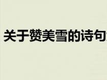 关于赞美雪的诗句大全（关于赞美雪的诗句）