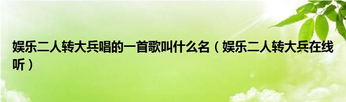 娱乐二人转大兵唱的一首歌叫什么名（娱乐二人转大兵在线听）
