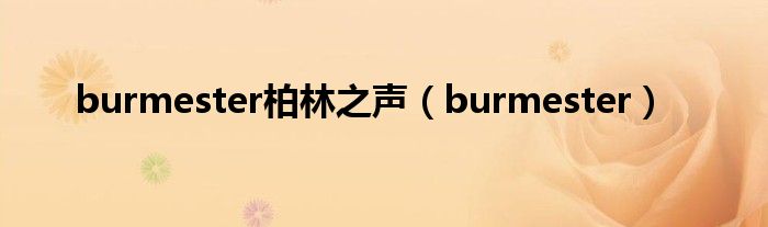 burmester柏林之声（burmester）