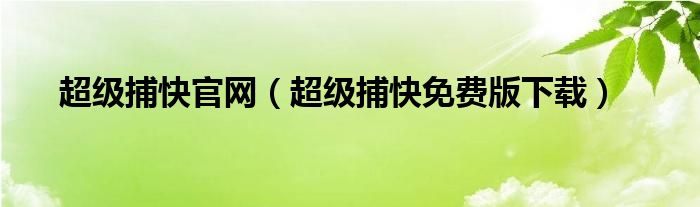 超级捕快官网（超级捕快免费版下载）