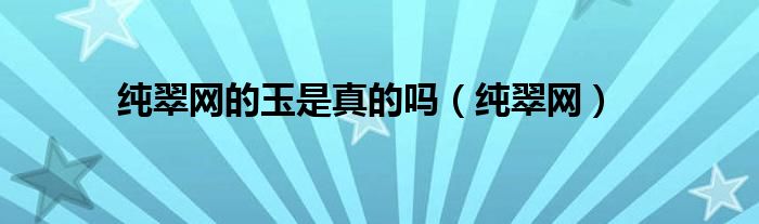 纯翠网的玉是真的吗（纯翠网）