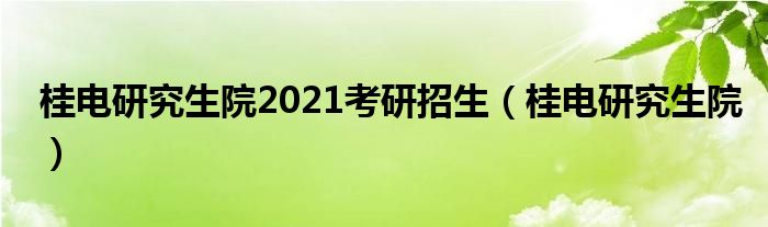 桂电研究生院2021考研招生（桂电研究生院）