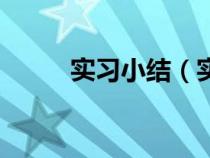 实习小结（实习生个人实习小结）
