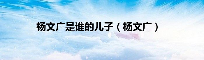 杨文广是谁的儿子（杨文广）