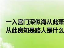 一入宫门深似海从此萧郎是路人什么意思（一入宫门深似海从此良知是路人是什么意思）