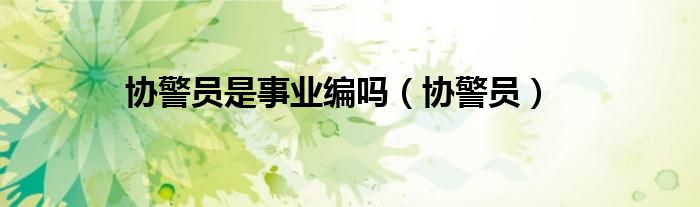 协警员是事业编吗（协警员）