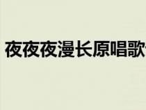 夜夜夜漫长原唱歌词完整版（夜夜夜夜歌词）