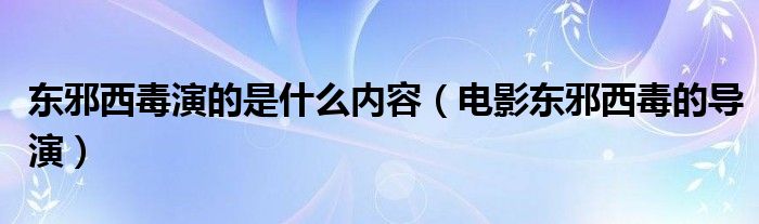 东邪西毒演的是什么内容（电影东邪西毒的导演）