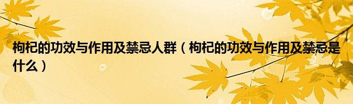 枸杞的功效与作用及禁忌人群（枸杞的功效与作用及禁忌是什么）