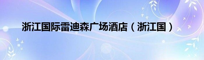 浙江国际雷迪森广场酒店（浙江国）