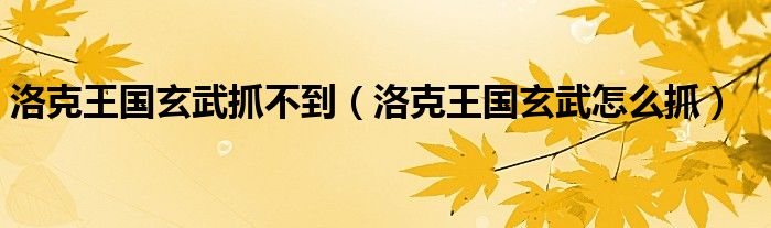 洛克王国玄武抓不到（洛克王国玄武怎么抓）