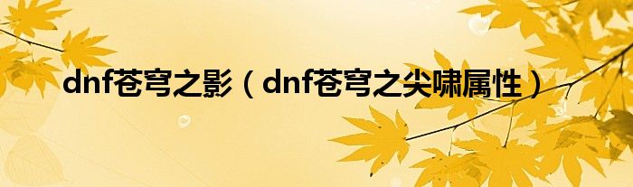 dnf苍穹之影（dnf苍穹之尖啸属性）