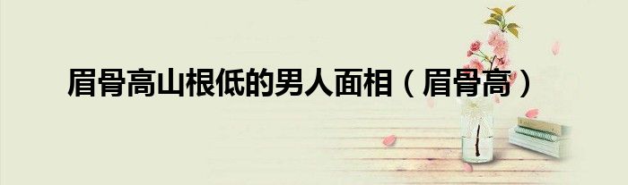 眉骨高山根低的男人面相（眉骨高）
