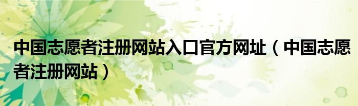 中国志愿者注册网站入口官方网址（中国志愿者注册网站）
