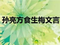孙亮方食生梅文言文及翻译（孙亮方食生梅）