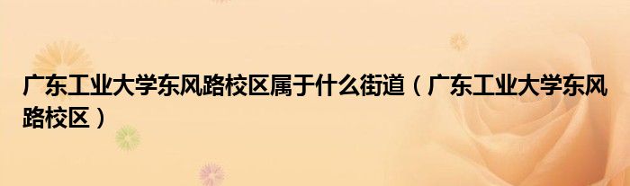 广东工业大学东风路校区属于什么街道（广东工业大学东风路校区）