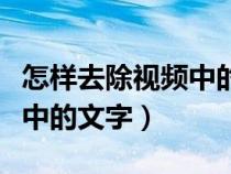 怎样去除视频中的文字和声音（怎样去除视频中的文字）