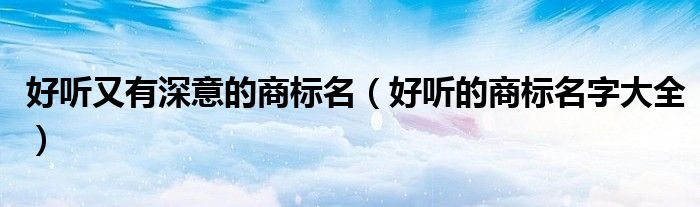 好听又有深意的商标名（好听的商标名字大全）