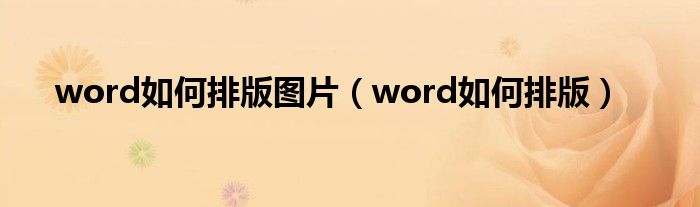 word如何排版图片（word如何排版）